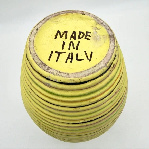 Italian Striped Beehive Pottery Vase Ribbed Alvino Bagni Style Handmade Italy - Picture 13 of 14